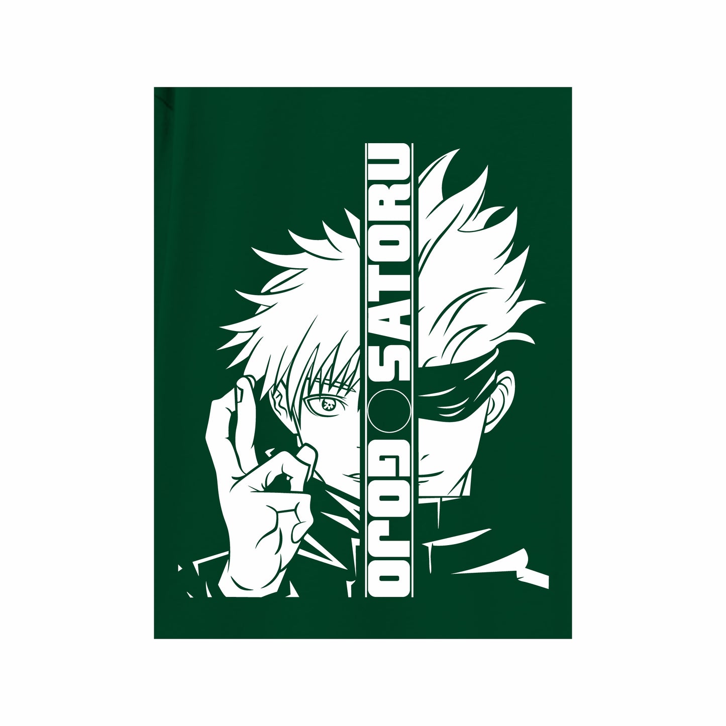 Boys Full Sleeve Gojo Satoru Anime Graphic T-Shirt – Dark Green (Ages 9 to 16 Years)