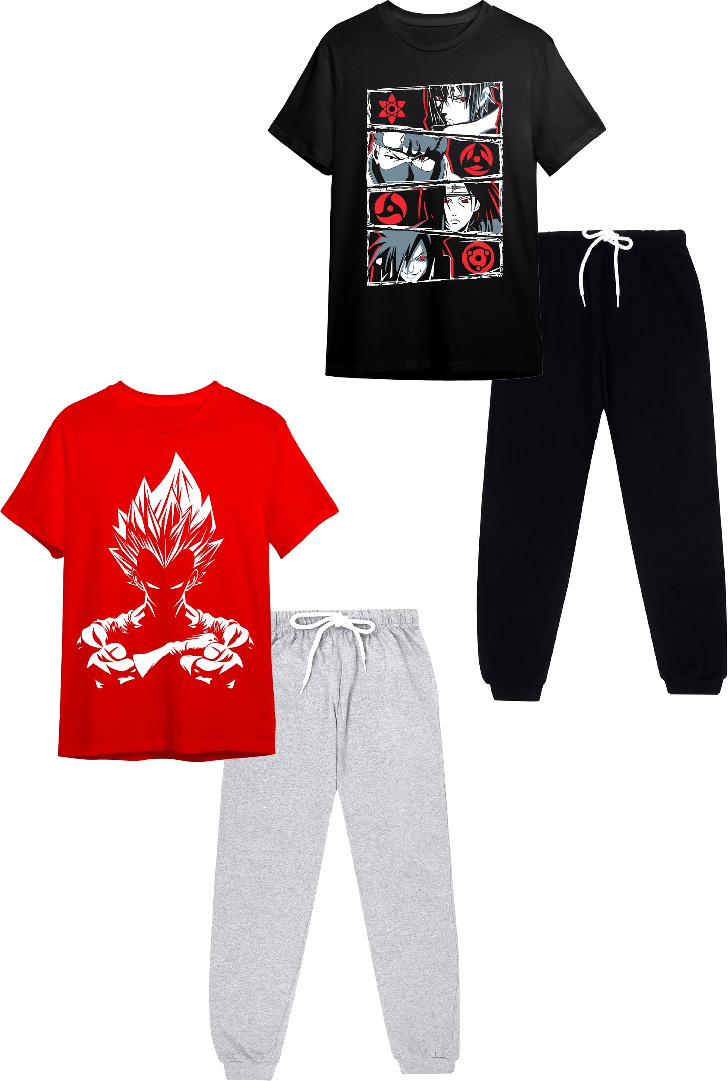 Boys Anime Graphic T-Shirt & Jogger Set (Ages 9–16 Years) – Trendy Cartoon Print