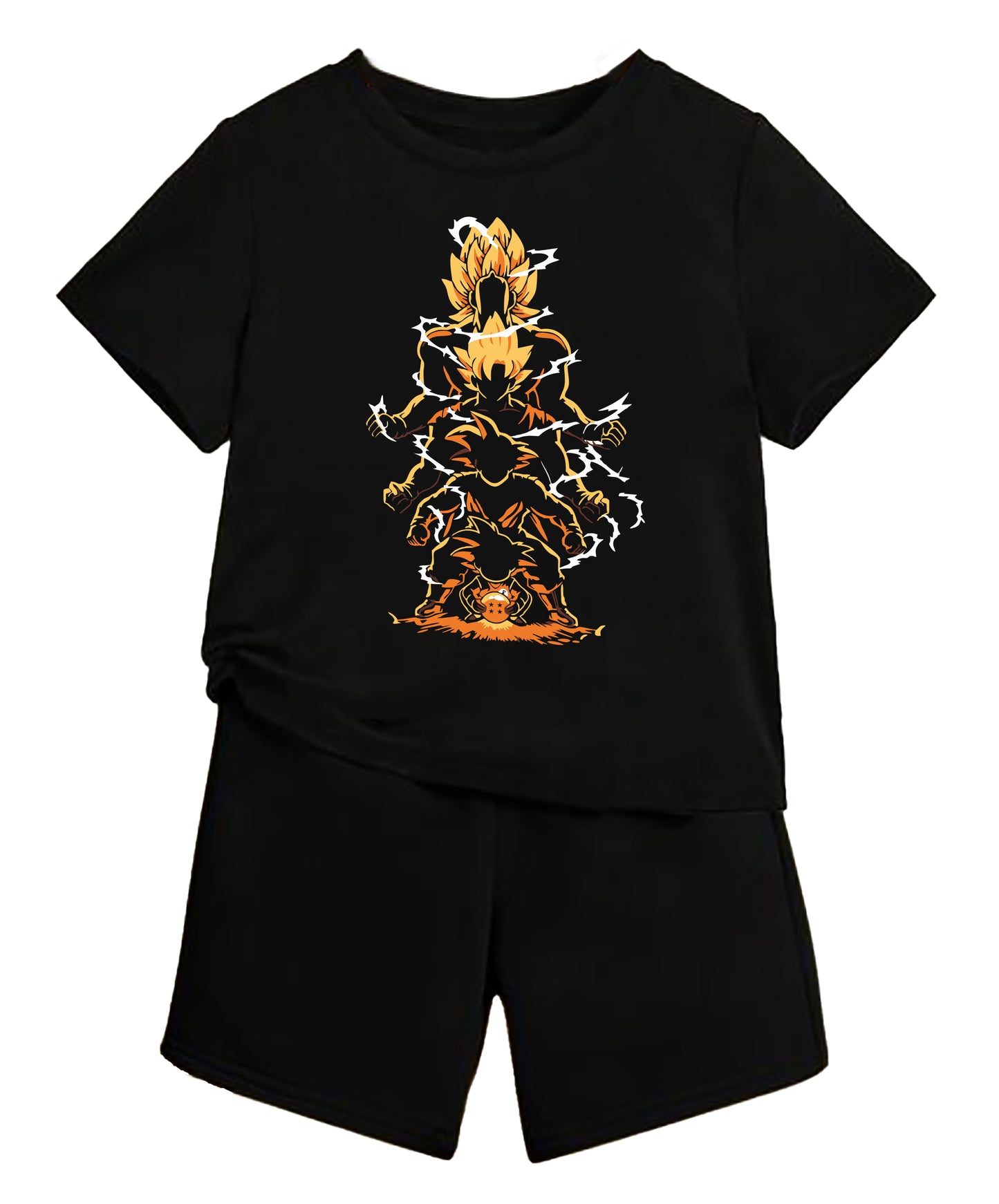 Boys Anime Graphic Full Sleeve T-Shirt (Ages 9–16 Years) – Black Super Saiyan Evolution Print