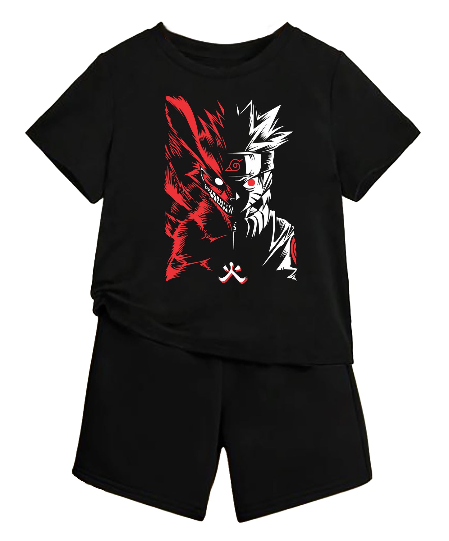 Boys Anime Ninja Full Sleeve T-Shirt (9–16 Years) – Black with Red & White Graphic