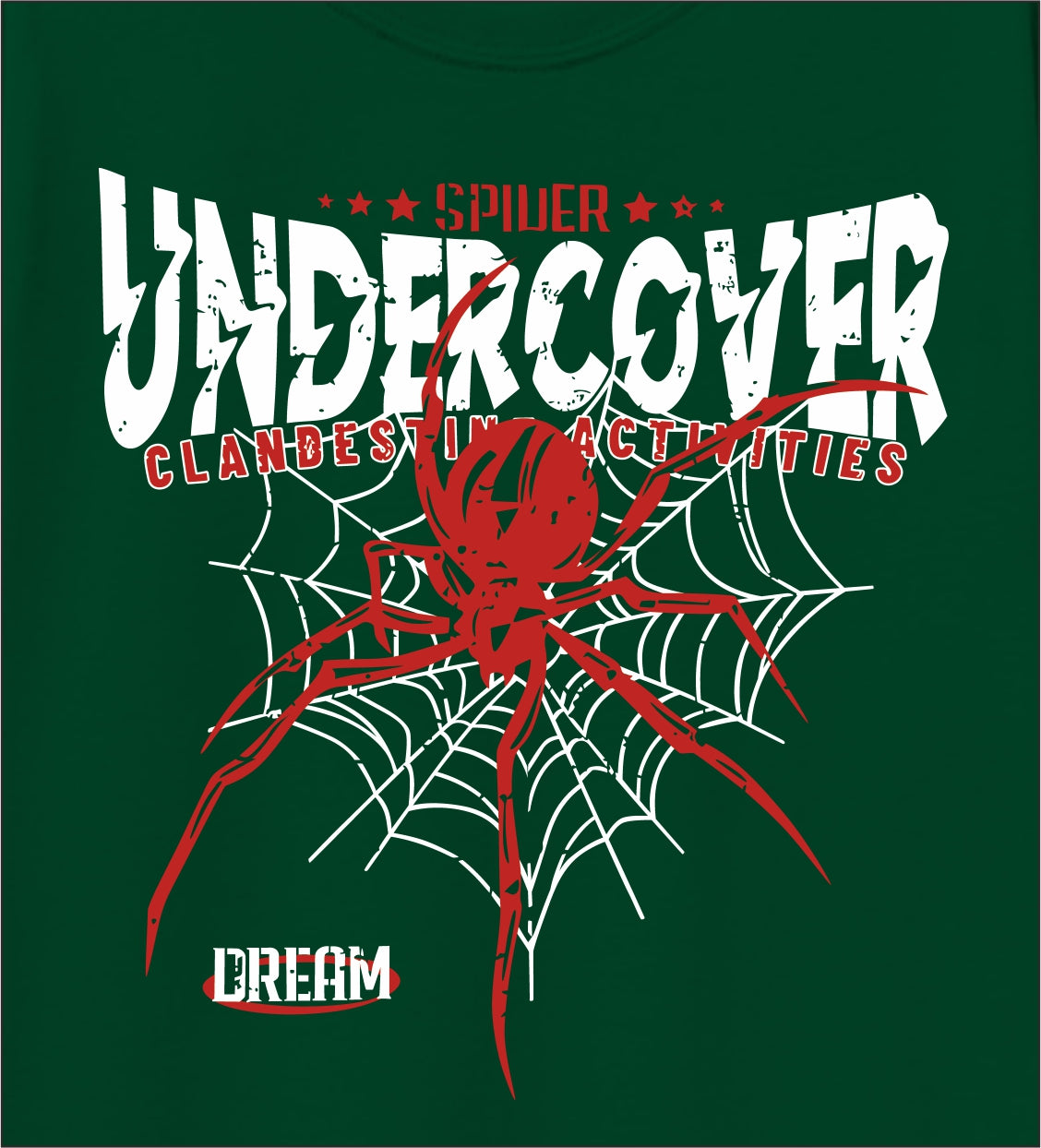 Undercover Spider Graphic Kids T-Shirt – Dark Green Pure Cotton Half Sleeve Tee (Ages 5–16)