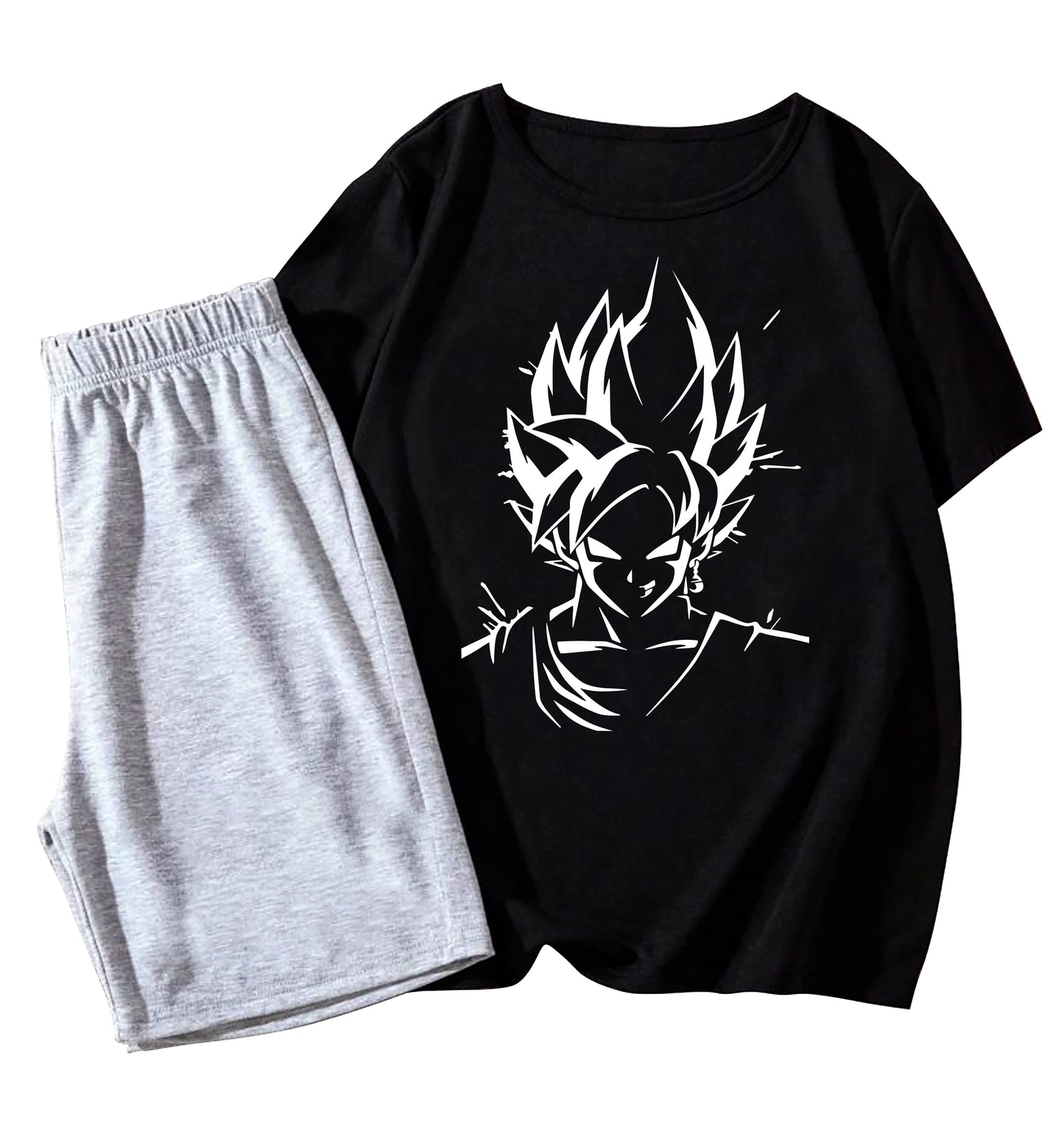 Boys Anime Graphic Full Sleeve T-Shirt (Ages 9–16 Years) – Black Super Saiyan Design