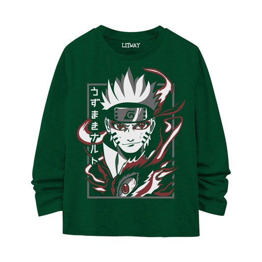 Boys Anime Naruto Graphic Full Sleeve T-Shirt (9–16 Years) – Heroic Style