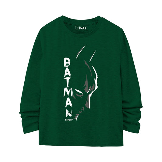 Boys Superhero Full Sleeve T-Shirt – Batman Graphic Print (Ages 9–16 Years)