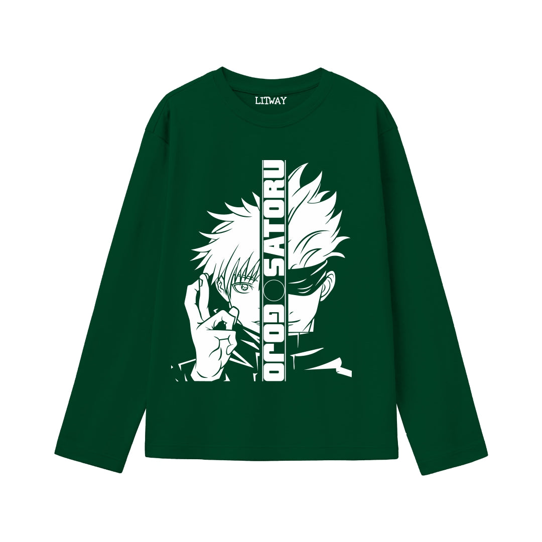 Boys Full Sleeve Anime T-Shirts (Ages 9–16 Years) – Goku, Naruto, Gojo Designs | 100% Cotton | Casual Wear for Teens & Kids