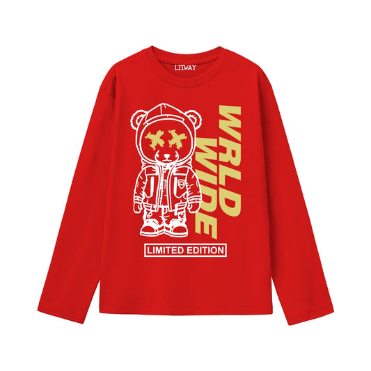 Boys Worldwide Limited Edition Full Sleeve T-Shirt – Trendy Graphic Tee for Ages 9 to 16 Years