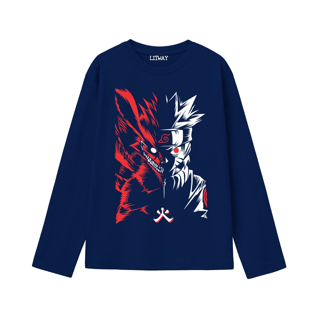 Boys Anime Printed Full Sleeve T-Shirts (Ages 9–16 Years) – Goku, Itachi, Kakashi Designs | 100% Cotton | Stylish & Comfortable Casual Wear