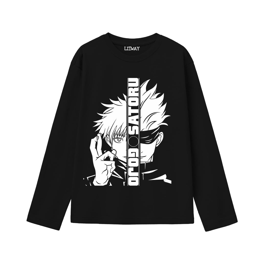 Boys Anime Full Sleeve T-Shirts (Ages 9–16) – Gojo Satoru, Naruto Kurama Mode & Super Saiyan Goku | Cotton Graphic Tees for Kids & Teens