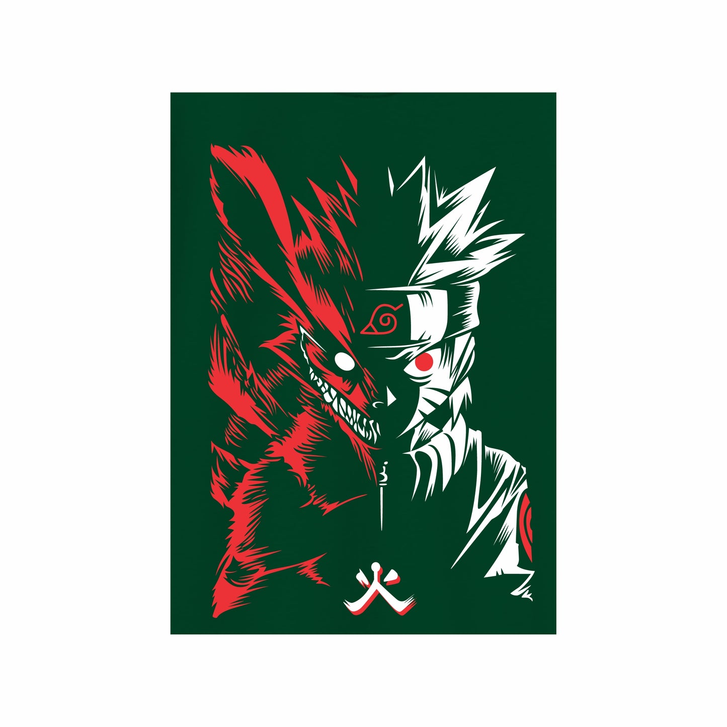 Boys Full Sleeve Naruto Kurama Dual-Print T-Shirt – Dark Green Anime Tee (Ages 9 to 16 Years)