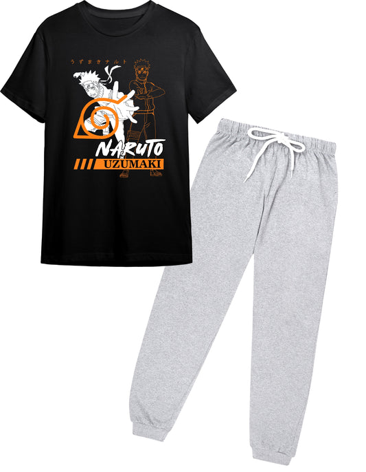 Boys Naruto Uzumaki Anime Graphic T-Shirt & Jogger Set | Ages 9-16 Years | Full Sleeve Casual Outfit
