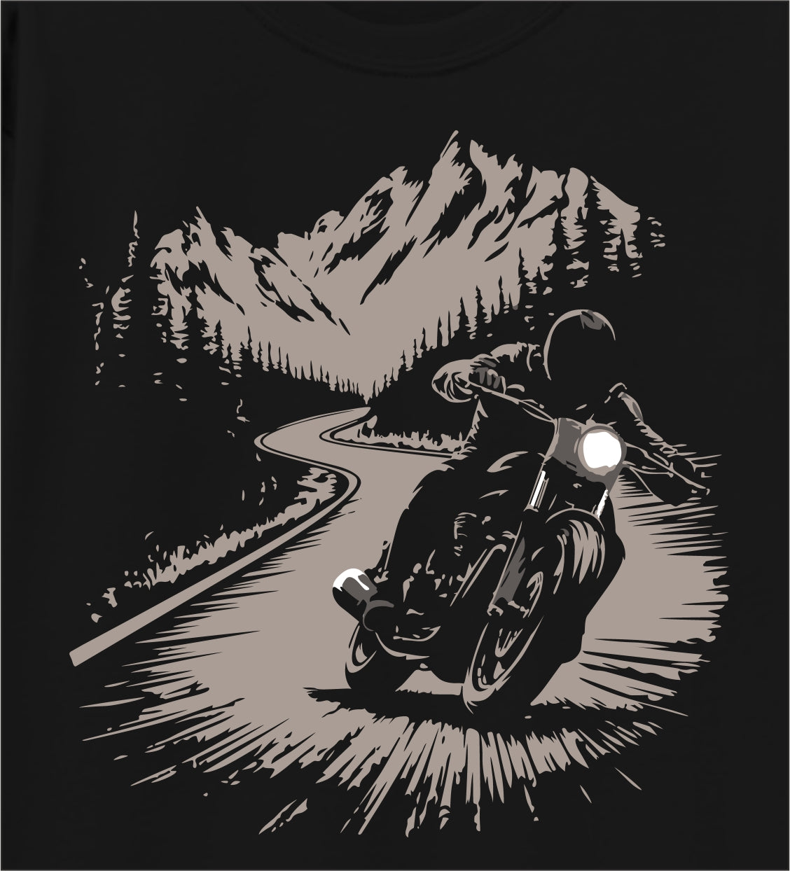 Boys Black Pure Cotton Full Sleeve Graphic T-Shirt | Adventure Bike Rider Mountain Print | Soft Breathable Fabric | Casual Wear for Kids (5–16 Years)