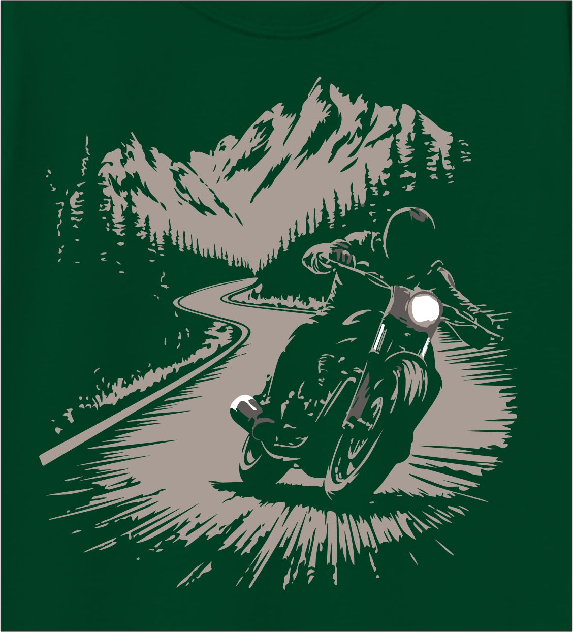 Boys Dark Green Pure Cotton Full Sleeve Graphic T-Shirt | Mountain Biker Ride Print Casual Tee | Soft & Breathable Kids Wear (Ages 5–16 Years)