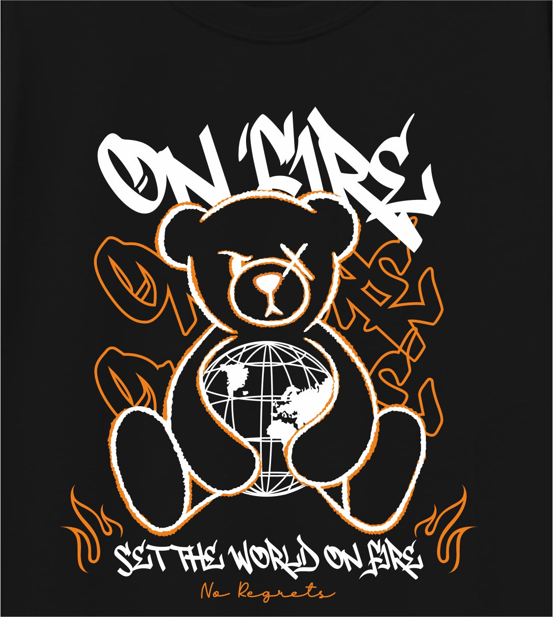 Boys Black Pure Cotton Full Sleeve Graphic T-Shirt | “On Mars” Teddy Street Art Print | Soft Breathable Fabric | Trendy Casual Wear for Kids (5–16 Years)