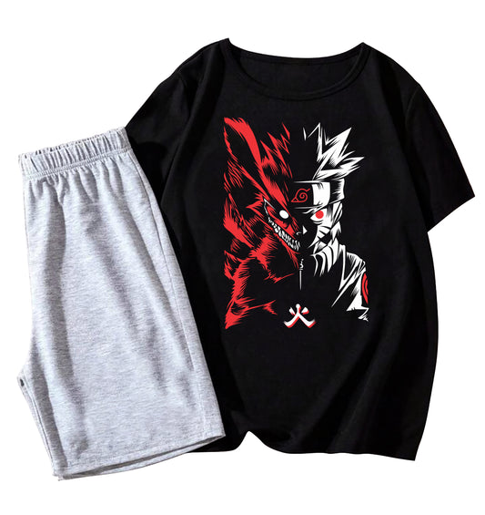 Boys Anime Ninja Full Sleeve T-Shirt (9–16 Years) – Black Graphic Print