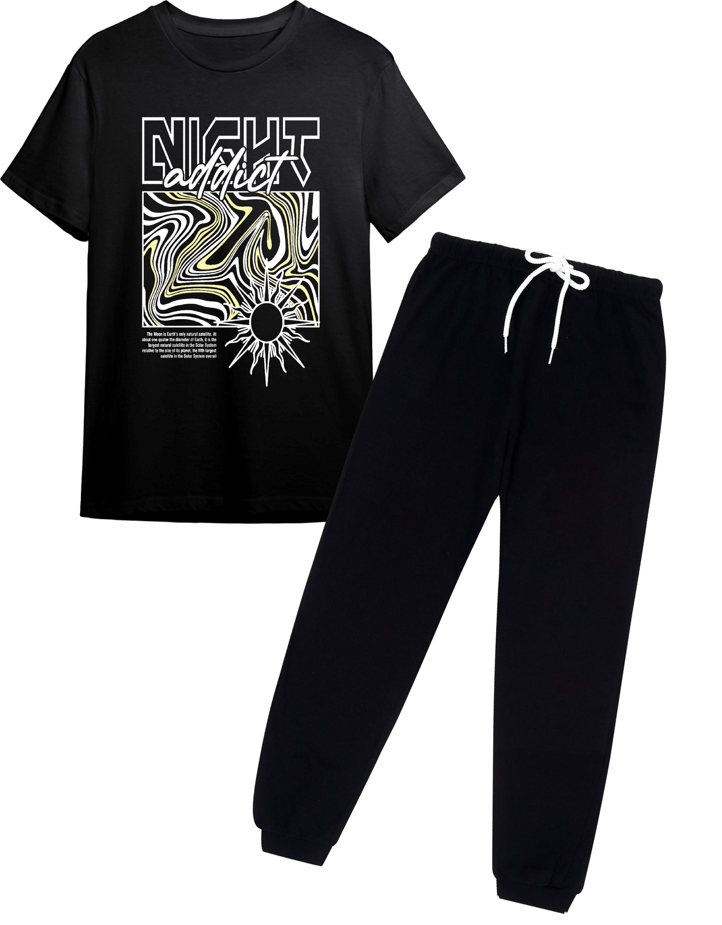 Boys Black Night Addict Printed T-Shirt & Jogger Set | Casual Wear for Ages 9–16 Years