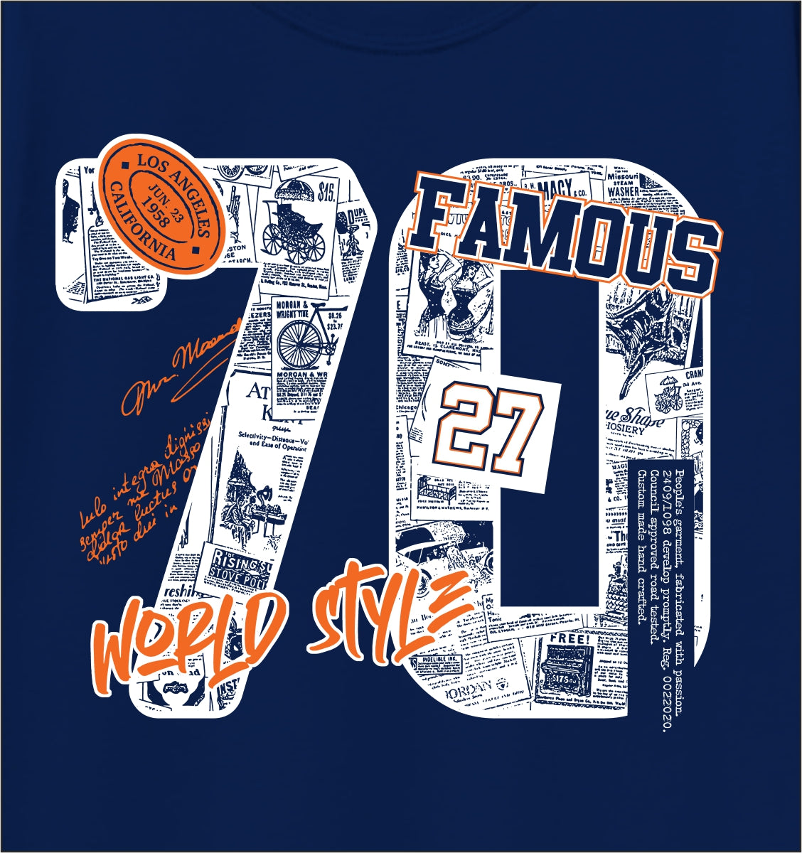 Boys Navy Blue Regular Fit Cotton Printed Full Sleeve T-Shirt and Black Pant Combo