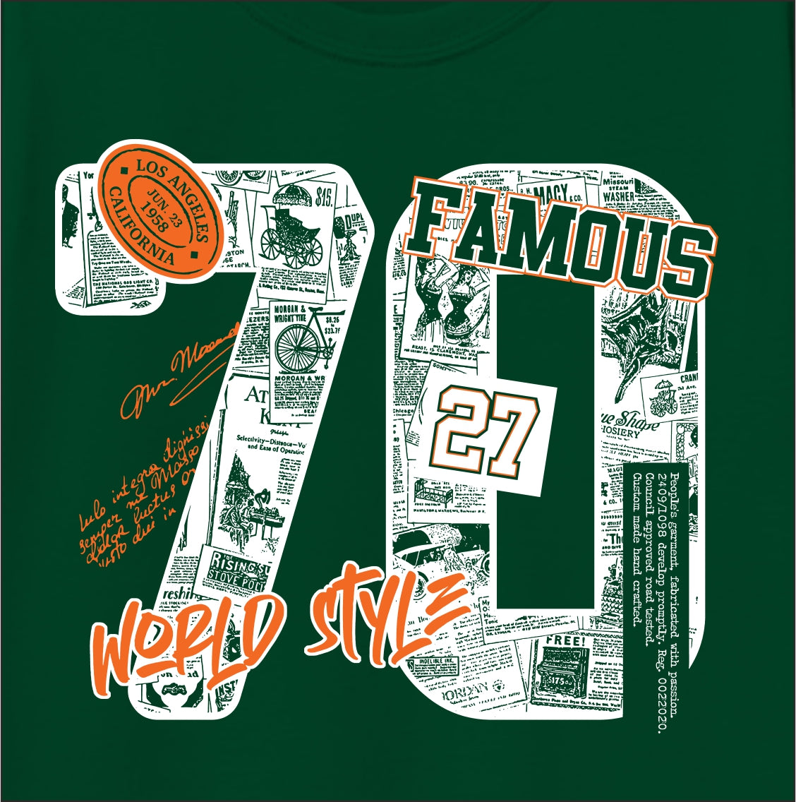 Boys Pure Cotton Full Sleeve T-Shirt & Grey Jogger Pant Set – Dark Green “70 Famous” Graphic Co-ord Set for Kids (5–16 Years)