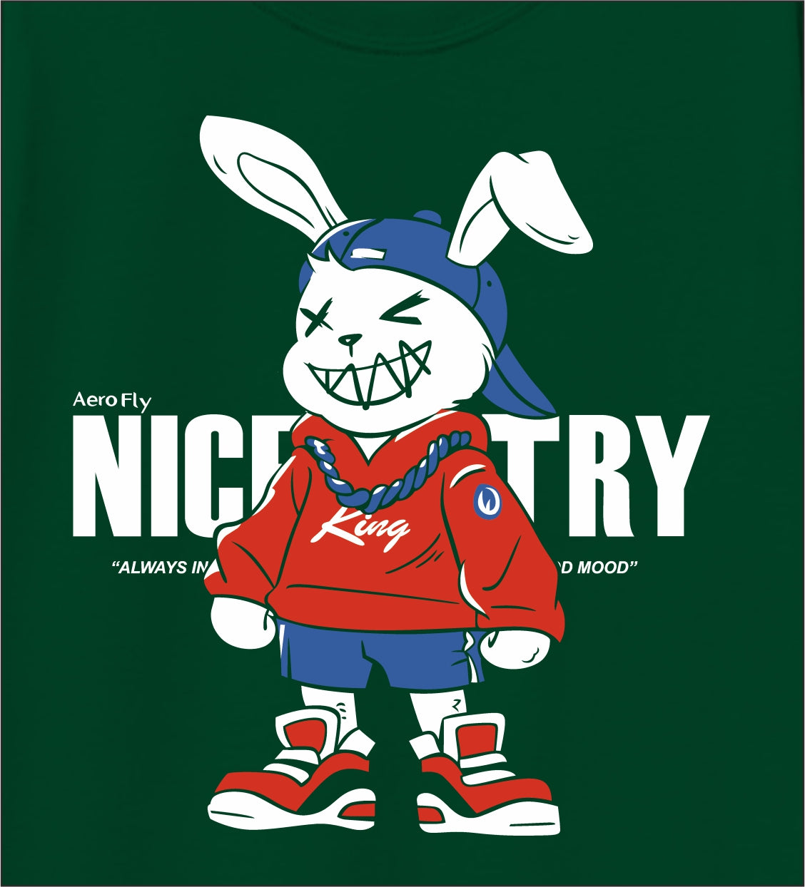 Boys Pure Cotton Dark Green Full Sleeve T-Shirt with Grey Jogger Pant Set – Cute Cartoon Bunny Graphic Print – Kids Casual Wear (Ages 5–16 Years)