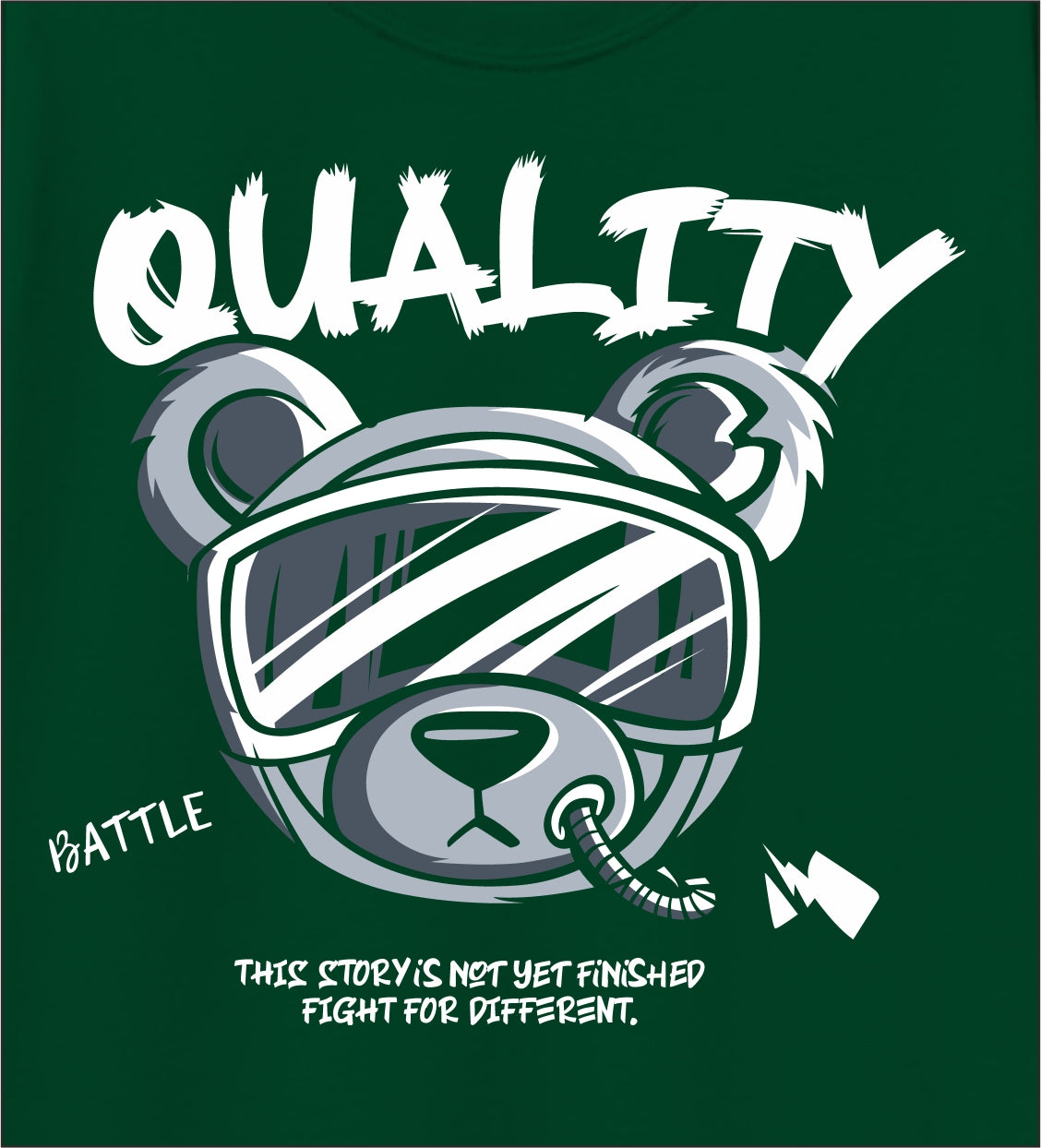 Quality Bear Graphic Boys T-Shirt – Dark Green Pure Cotton Half Sleeve Tee with Bold Print (Ages 5–16)