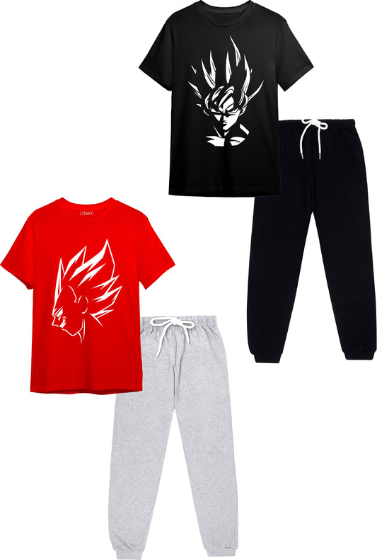 Boys Anime Printed Full Sleeve T-Shirt & Jogger Set (9–16 Years) – Trendy Casual Wear