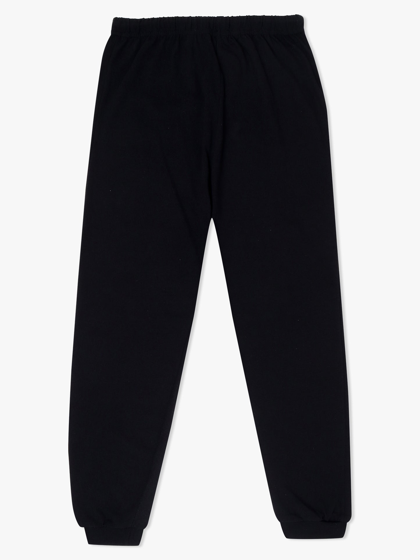 Boys Navy Blue Regular Fit Cotton Printed Full Sleeve T-Shirt and Black Pant Combo