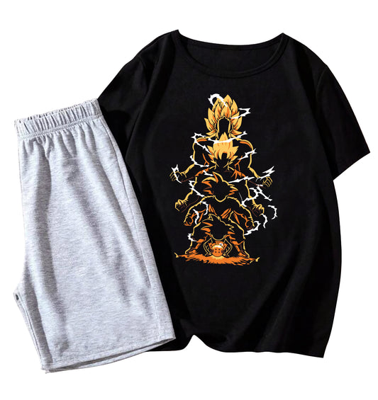 Boys Anime Graphic Full Sleeve T-Shirt (Ages 9–16 Years) – Black with Super Saiyan Transformation Print