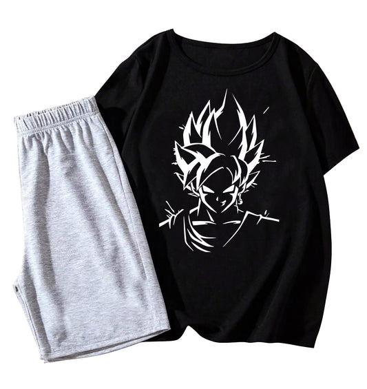 Boys Anime Graphic Full Sleeve T-Shirt (Ages 9–16 Years) – Black Super Saiyan Design