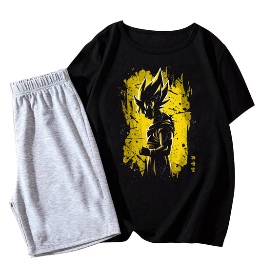 Boys Anime Graphic Full Sleeve T-Shirt (Ages 9–16 Years) – Black with Super Saiyan Print