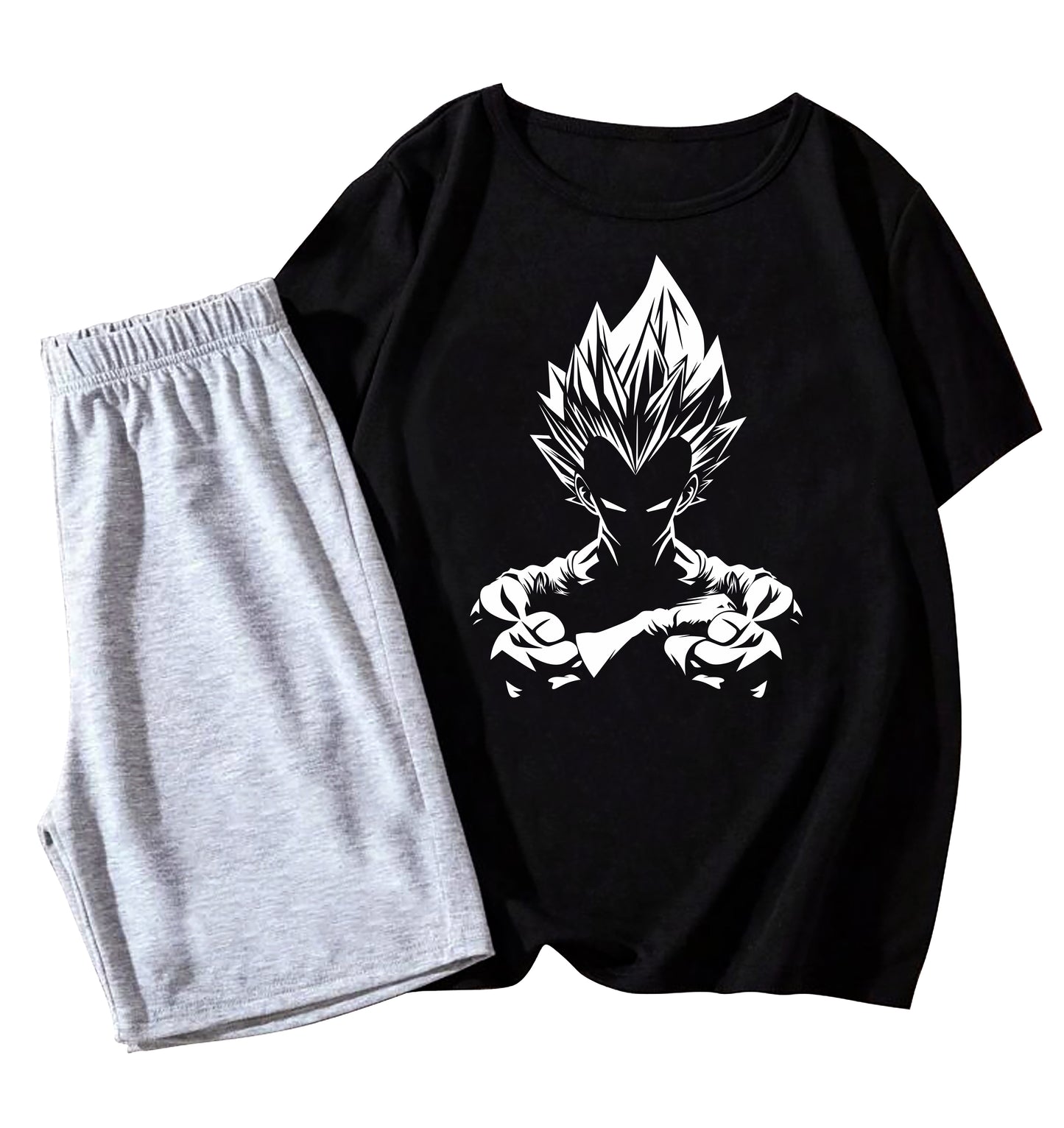 Boys Anime Graphic T-Shirt with Shorts Set (9–16 Years) – Superhero Style